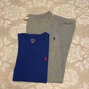 POLO Ralph Lauren Blue Tshirt & Gray Sweatpants Sz L